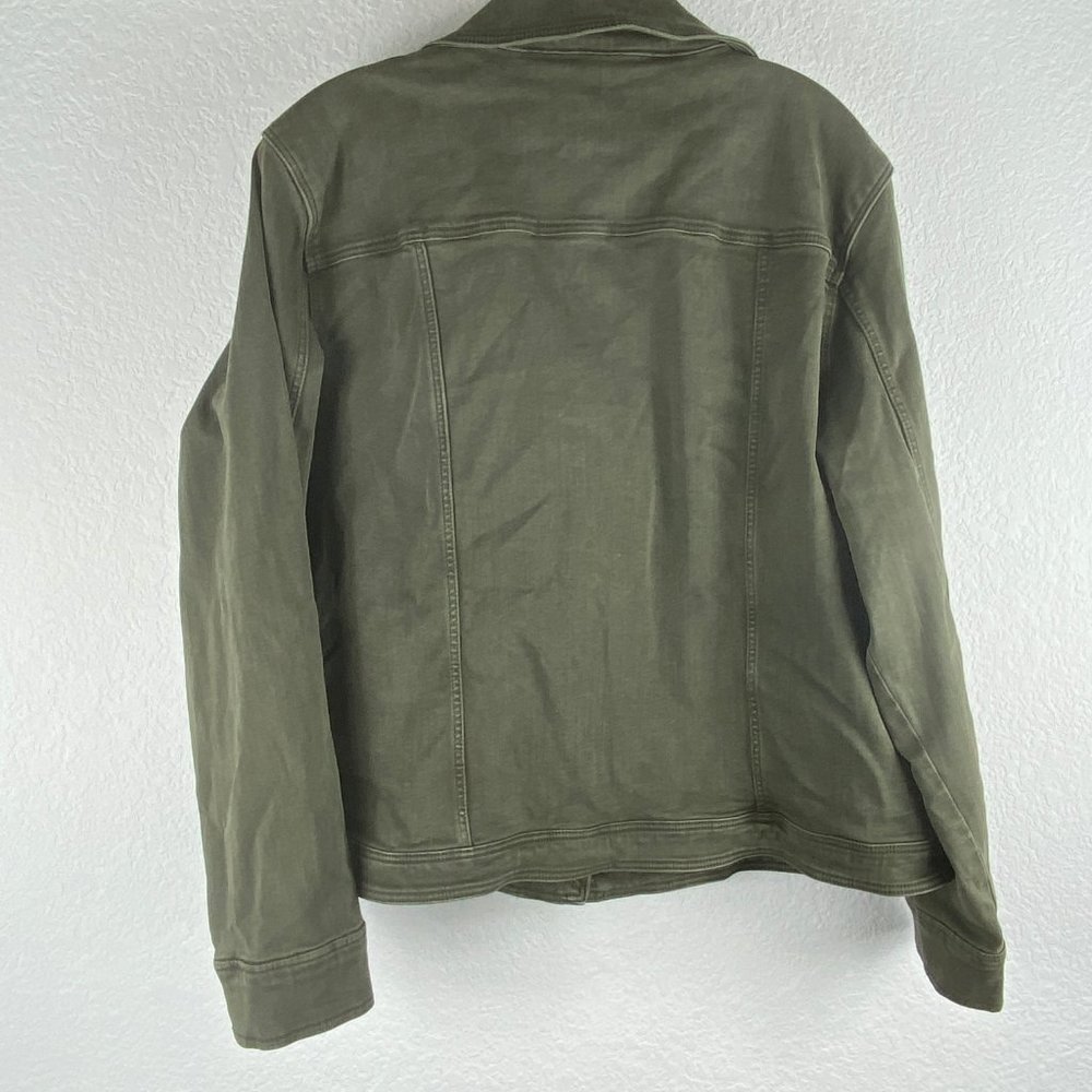 Liverpool Jeans Company Olive Green Moto-Style Jean Jacket - Picture 11 of 12